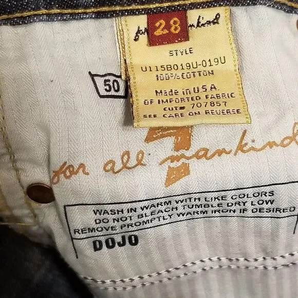 7 For All Mankind Dojo Jeans Women 28 Flare Dark Blue Fade Made In USA (30x28.5) - Picture 5 of 5